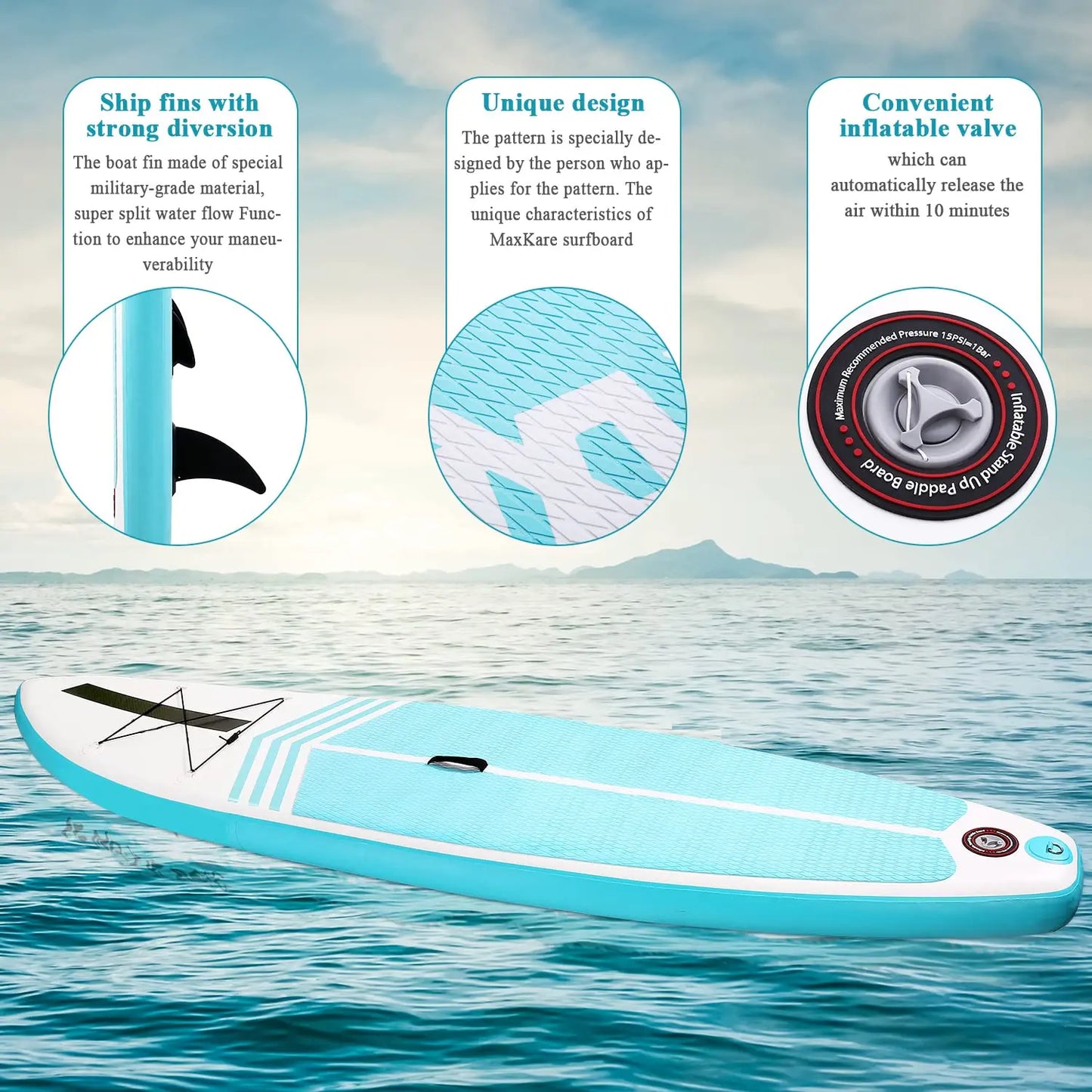 Inflatable Stand Up Paddle Board SUP with Paddleboard Accessories Triple Action Pump Fishing Green