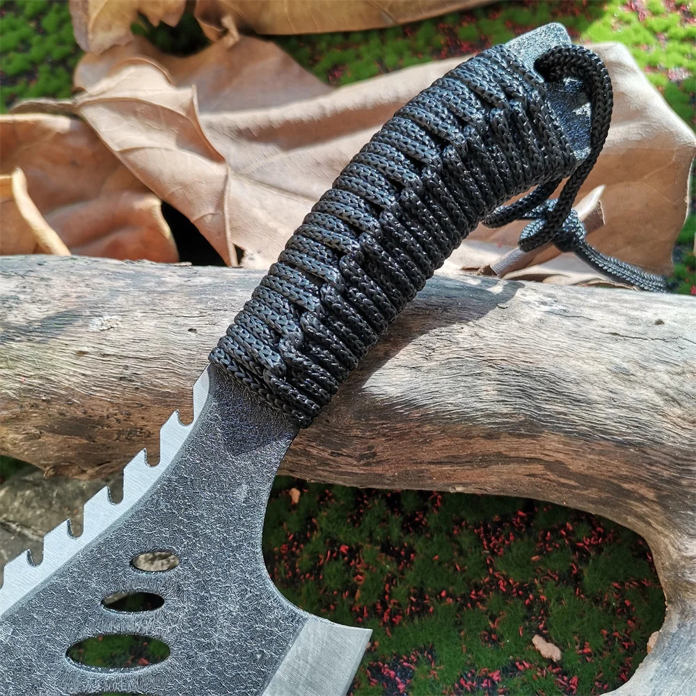 Stainless Steel Survival Hunting Tomahawk Axe Lightweight Camping Hand Fire Axe with Paracord Handle and Nylon Sheath
