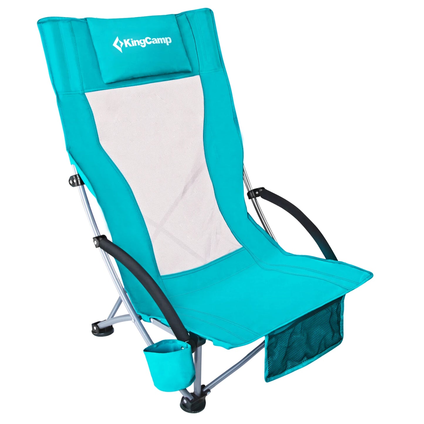 KingCamp High Back Beach Chair Backpack Chair Portable Camping BBQ Travel Picnic with Padded Armrests and Cup Holder