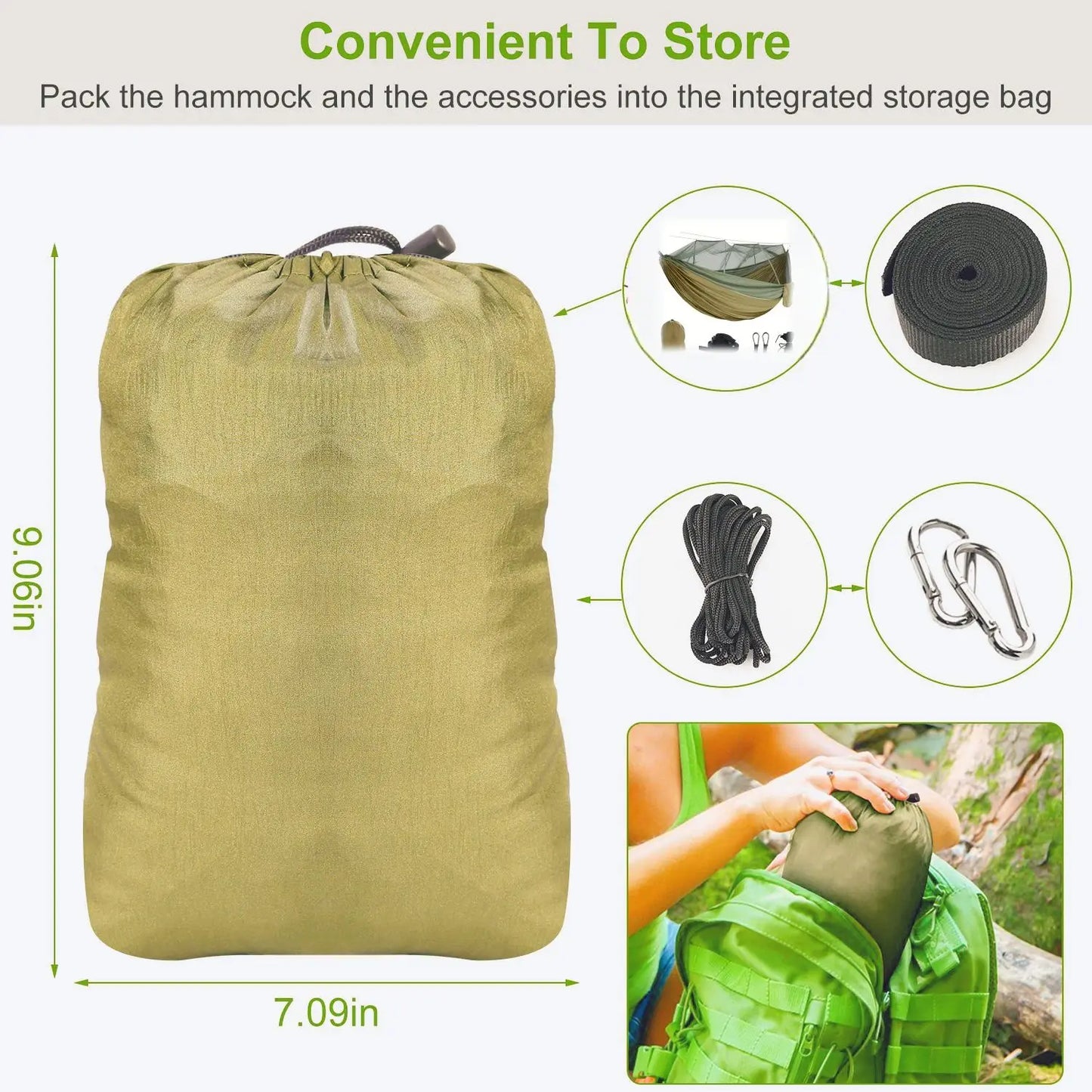 Camping Hammock With Mosquito Net Portable Double Hammock Tent for Two People With Straps Outdoor Garden Hammocks