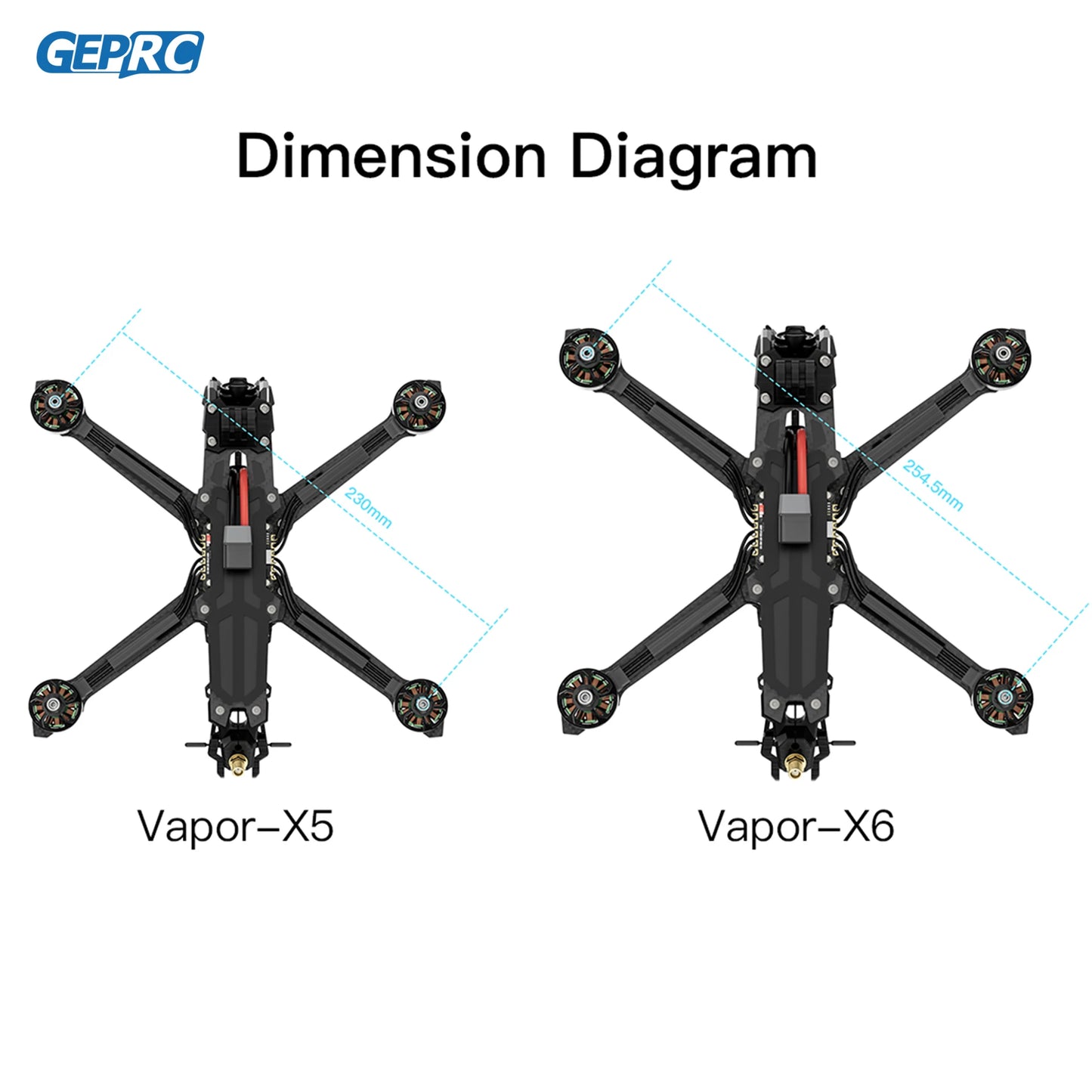 GEPRC Vapor X5 X6 HD Wasp FPV 5-6 Inch F722 V2 FC 60A 4 IN 1 ESC Link VTX High Performance CNC Alloy RC Quadcopter Freestyle Drone