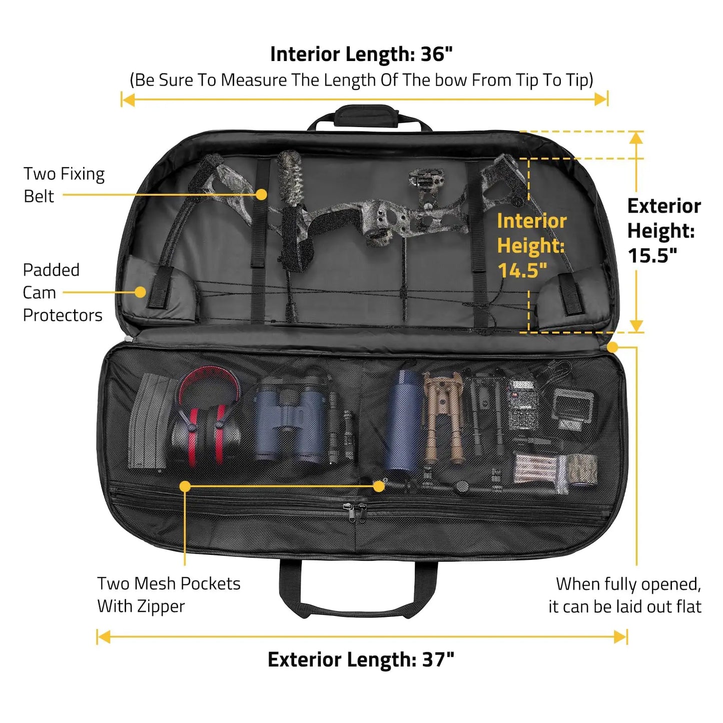 CVLIFE 37 Inch Compound Bow Case Bag Soft Compact Arrow Lightweight Backpack Strap Shoulder Straps Archery Bow Pocket Padding Hunting