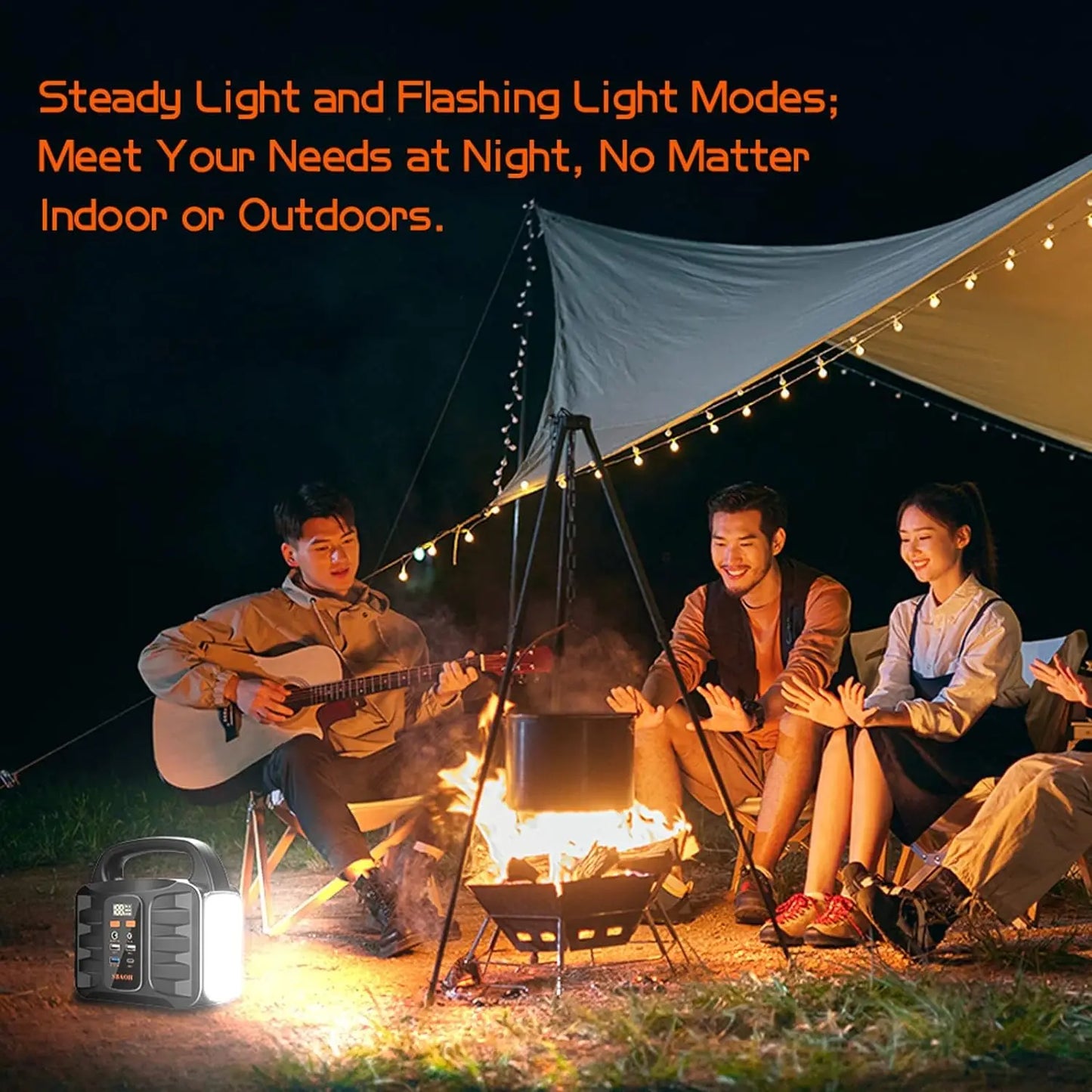 Portable Power Station 155Wh 42000mAh Outdoor Solar Generator with 110V 150W Peak 200W AC Outlet and USB-C PD 30W Port
