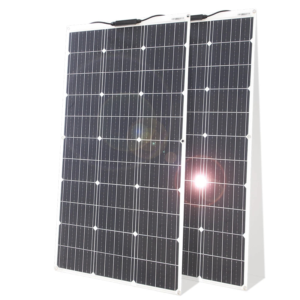 12V Flexible Solar Panel Kit 100W 200W Monocrystalline Waterproof Solar Charge Controller for RV Camping Outdoor