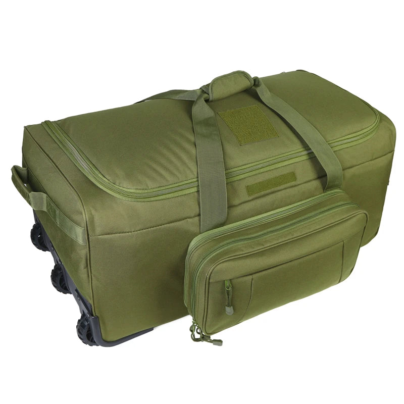 Large Capacity Military Tactical Travel Bag Wheeled Deployment Trolley Duffel Bag Heavy Duty Camping Hiking Running Trekking
