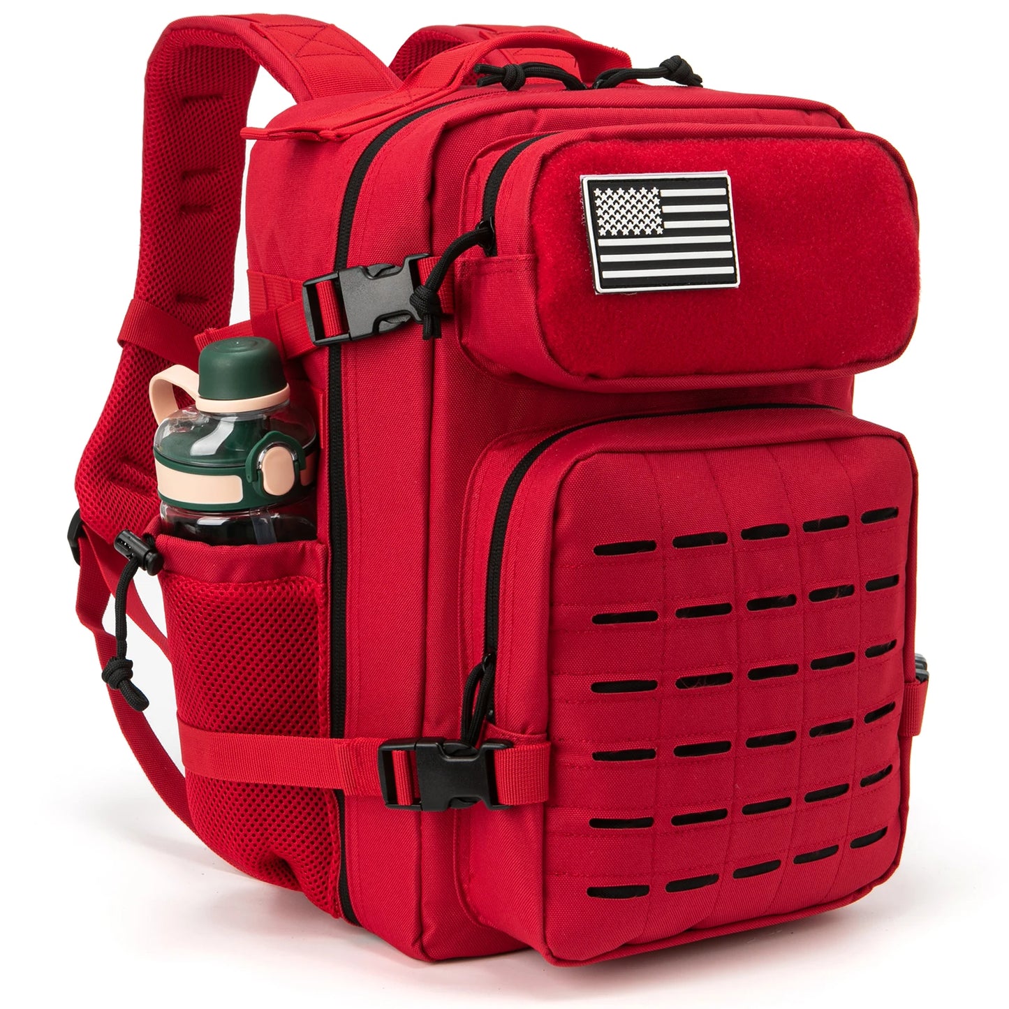 25L Gym Tactical Backpack for Men Survival Laser Cut Molle Daypack Small Bug Out Bag Hunting Rucksack with Dual Cup Holders