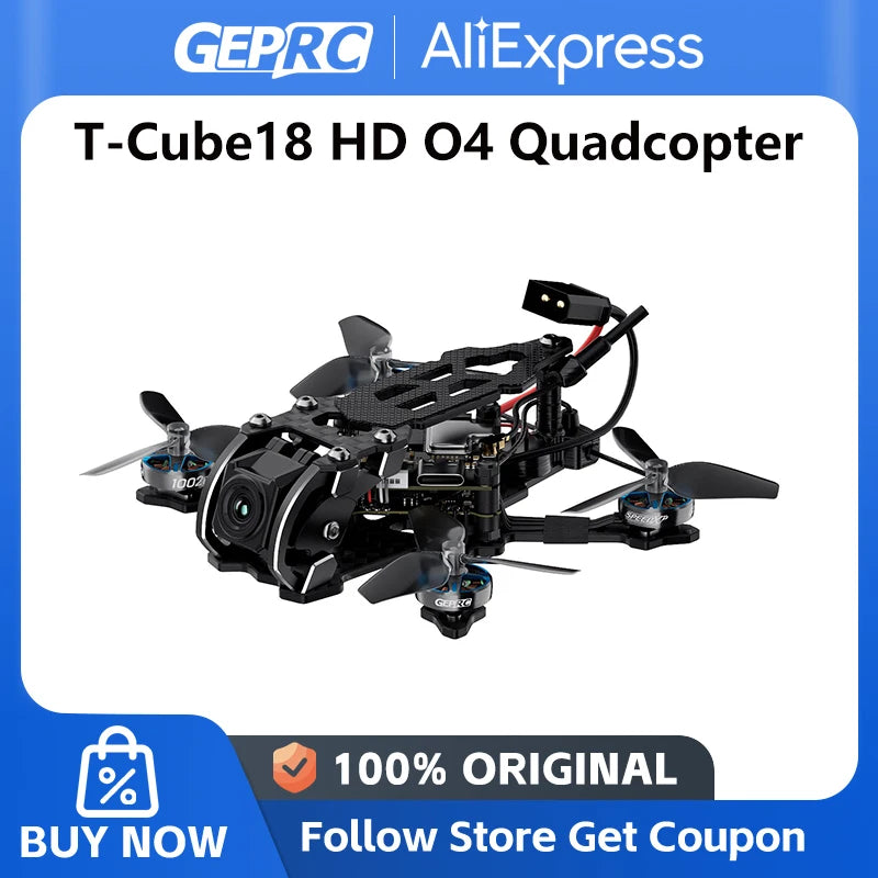 GEPRC T-Cube18 HD O4 FPV Quadcopter 1.8 Inch TAKER F411 12A O4 Air Unit VTX 1002 18000KV Motor Mini RC Freestyle Drone