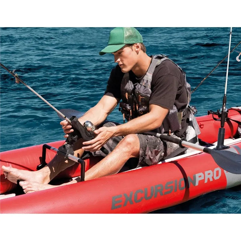 Intex Excursion Pro K2 Inflatable Kayak Set with Deluxe 86 Inch Paddles and High Output Pump Super Tough PVC for 2 Person