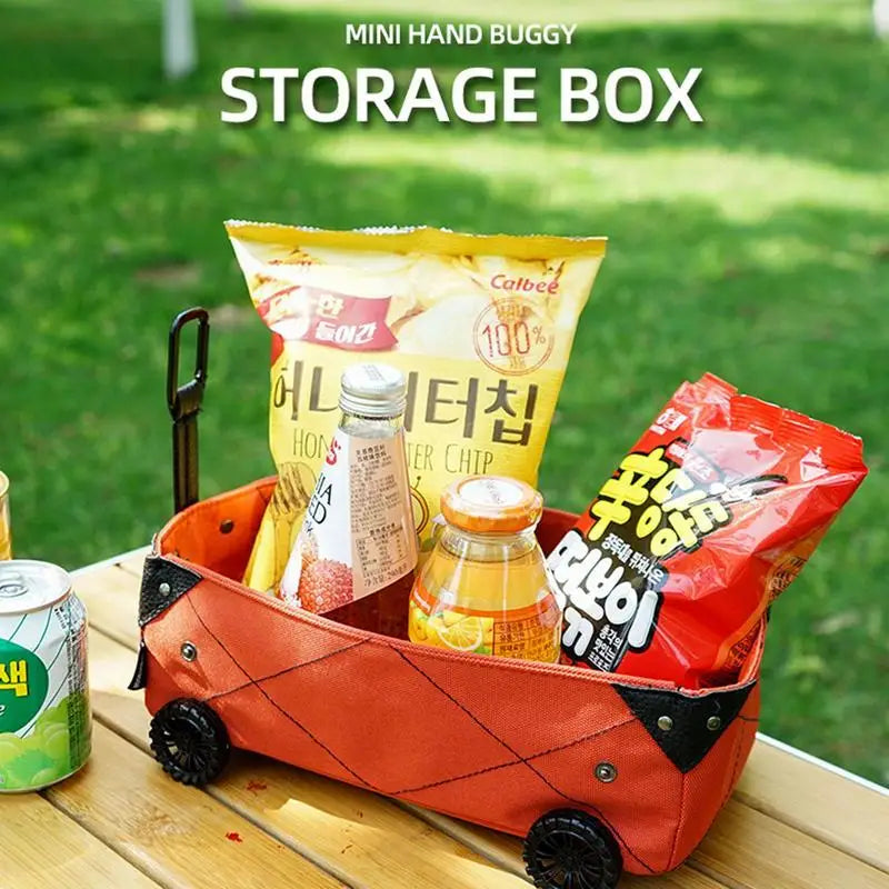 Outdoor Camping Folding Cart Mini Foldable Trolley On Wheels Rolling Storage Cart For Grocery And Tissue Box