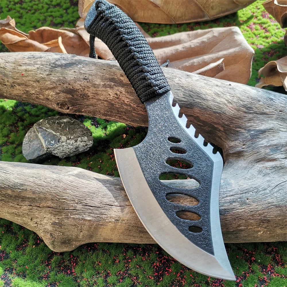 Stainless Steel Survival Hunting Tomahawk Axe Lightweight Camping Hand Fire Axe with Paracord Handle and Nylon Sheath
