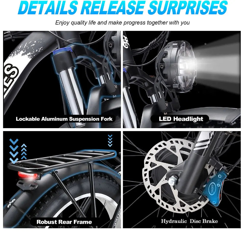 3000W Electric Bike for Adults 60KMH Dual Motor Fat Tire Electric Bicycle with Hydraulic Brakes