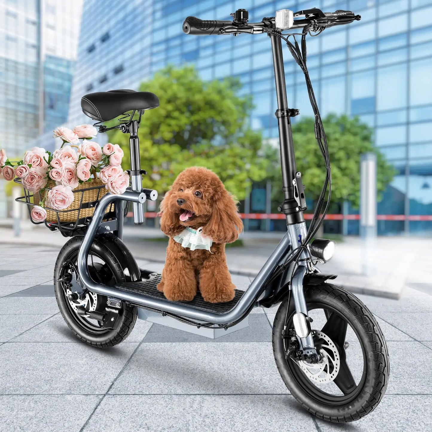 Peak 819W Electric Scooter with 500W Motor and Seat 14 Inch Tire 30 Miles Range 20MPH Max Speed E Scooter for Adults 300 LBS