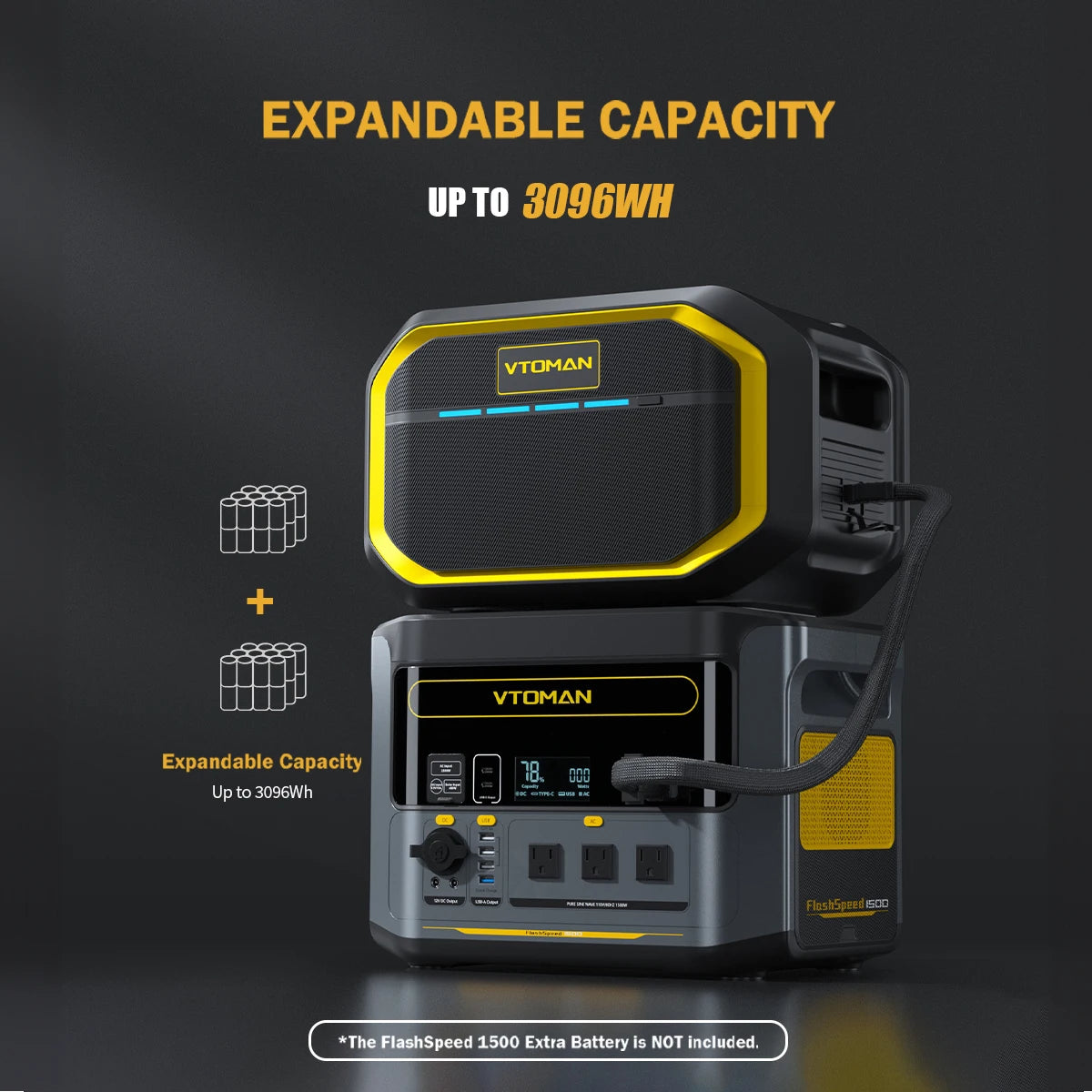 VTOman FlashSpeed 1500 Portable Power Station 1548Wh LiFePO4 Battery 3000W Peak for Outdoor Camping RV Home Energy Power