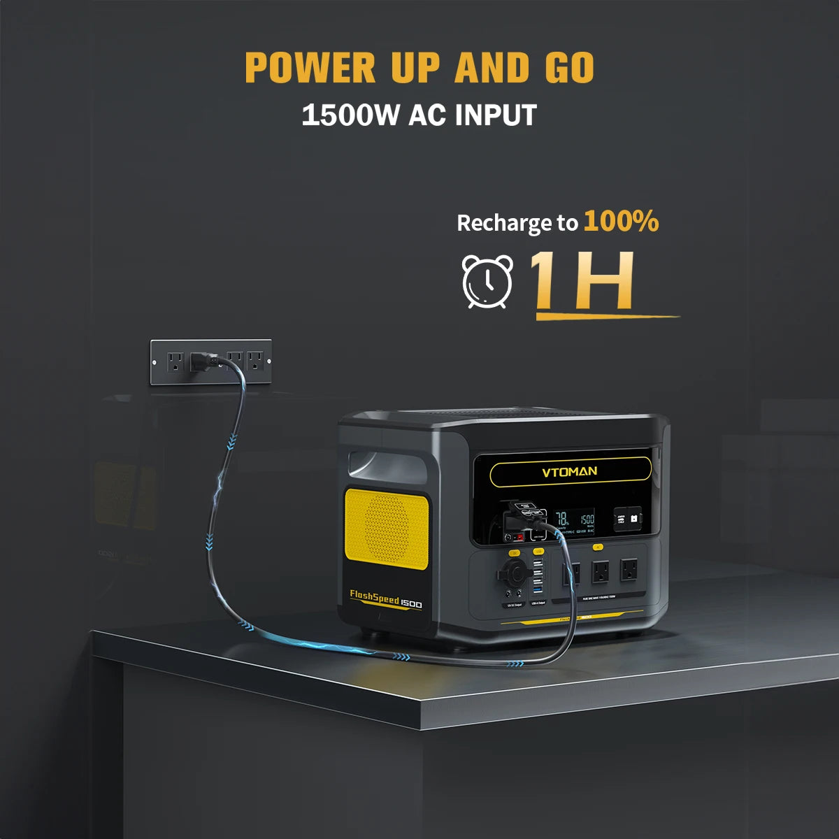 VTOman FlashSpeed 1500 Portable Power Station 1548Wh LiFePO4 Battery 3000W Peak for Outdoor Camping RV Home Energy Power