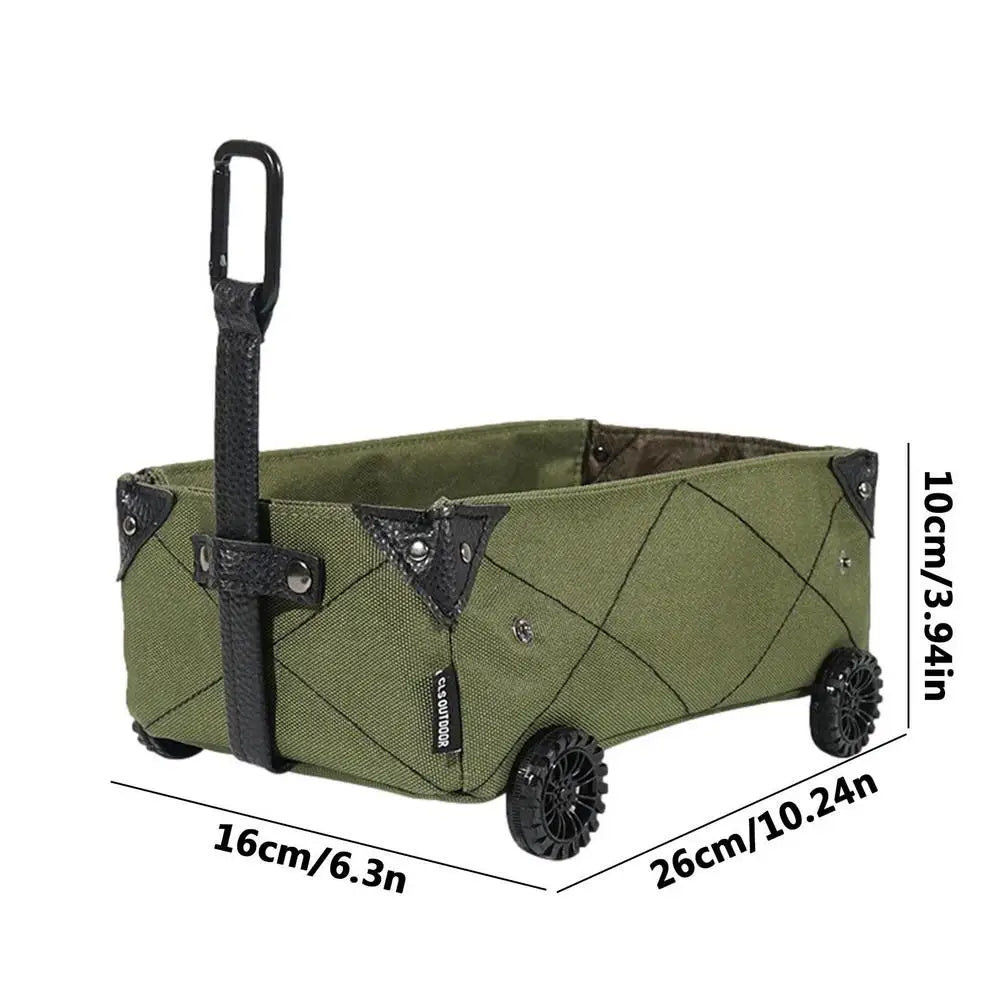 Outdoor Camping Folding Cart Mini Foldable Trolley On Wheels Rolling Storage Cart For Grocery And Tissue Box