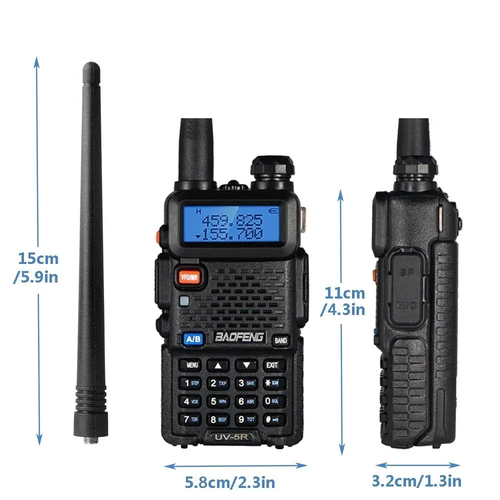 2PCS BAOFENG UV-5R High Power Dual Band Two Way Radio Long Range Handheld Portable Walkie Talkies for Hunting