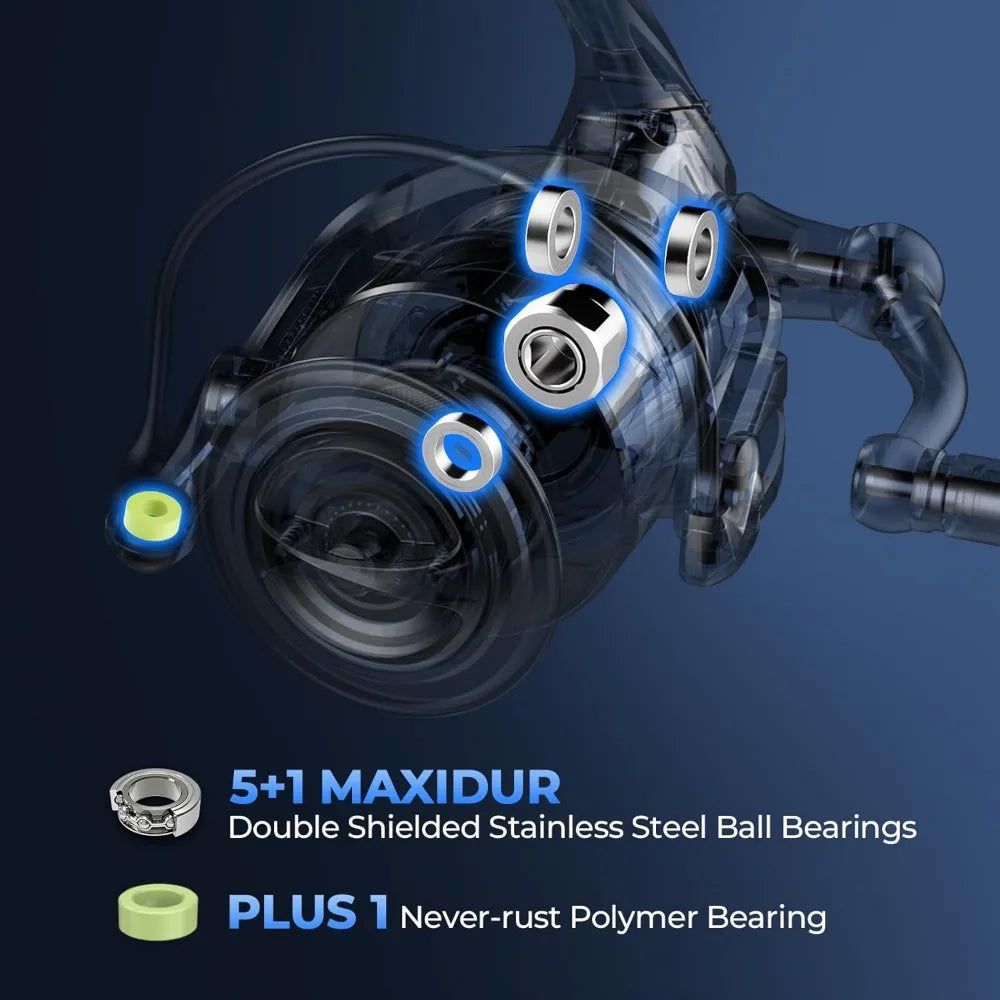 Saltwater spinning reel - up to 55 lb maximum resistance Big Game reel - Waterproof -5+1+1 corrosion resistant bearing system