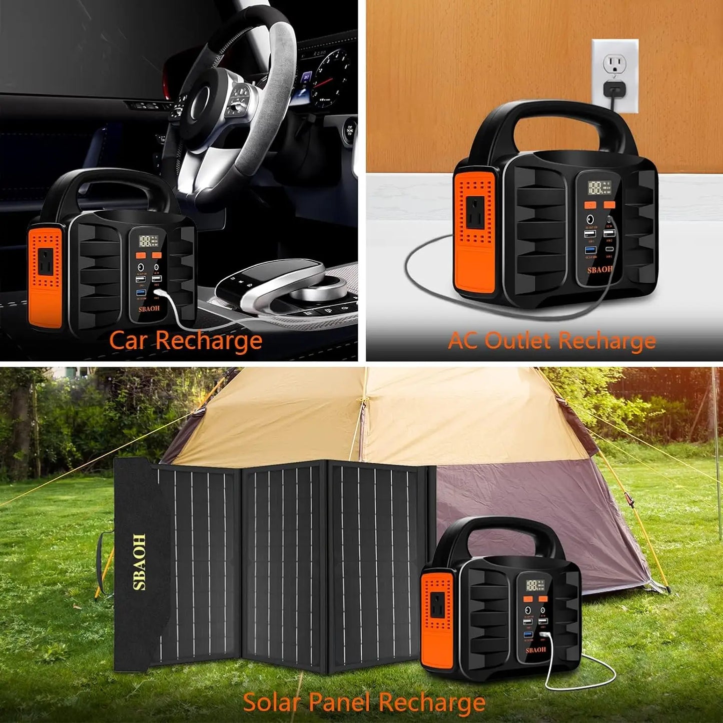 Portable Power Station 155Wh 42000mAh Outdoor Solar Generator with 110V 150W Peak 200W AC Outlet and USB-C PD 30W Port
