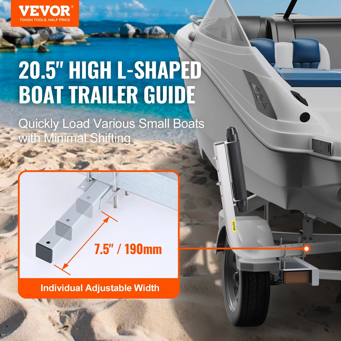 SucceBuy Adjustable Boat Trailer Guide Poles 2PCS Rustproof Galvanized Steel for Ski Boat or Sailboat Trailer