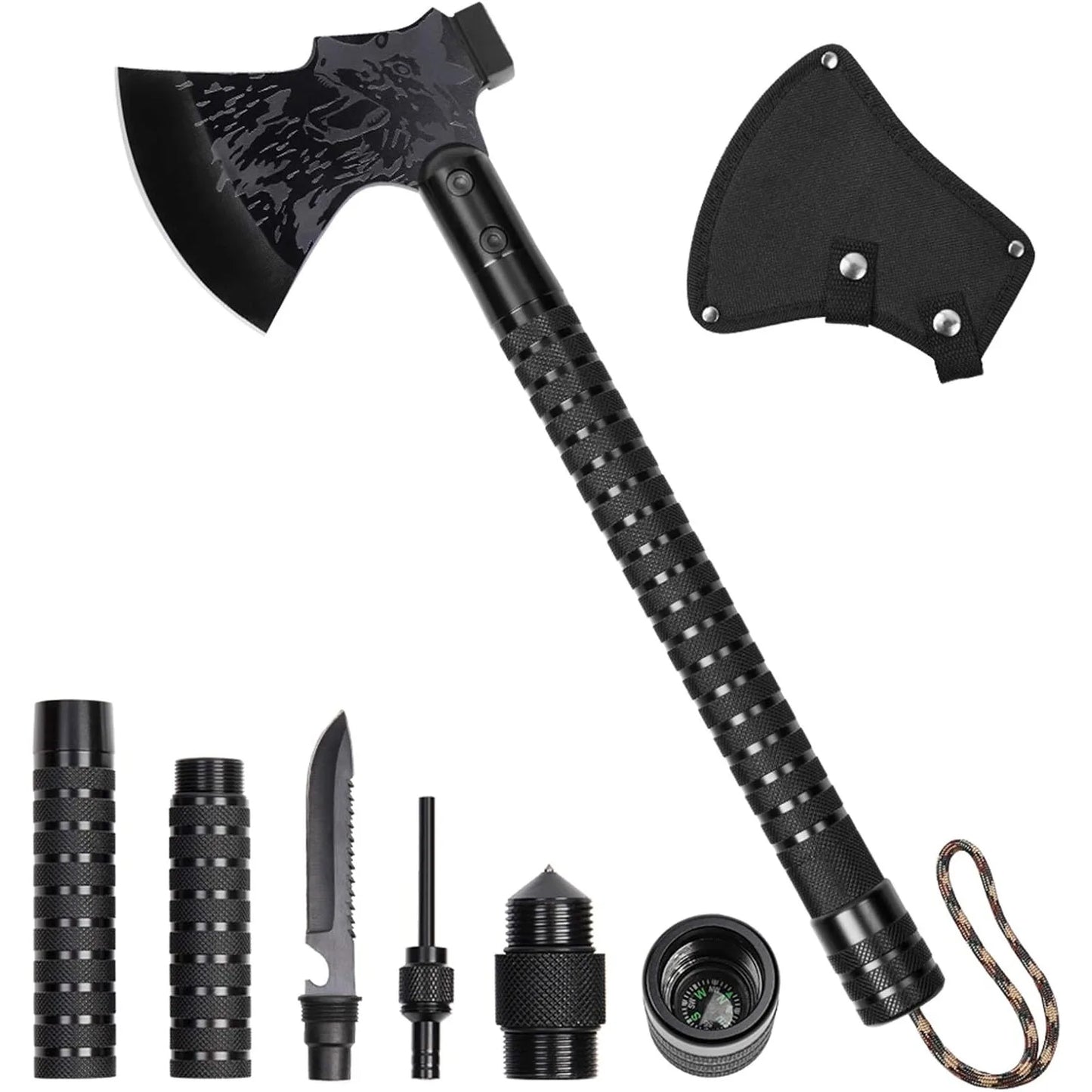 Tactical Folding Survival Axe with Hammer and Nylon Sheath Multifunctional Camping Hatchet for Hiking Hunting Outdoor Survival Gear