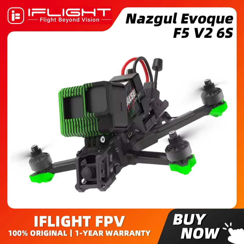 iFlight Nazgul Evoque F5D V2 Analog 6S 5 Inch DeadCat Drone BNF with BLITZ MINI F7 E55 1.6W Stack for Freestyle FPV Quadcopter