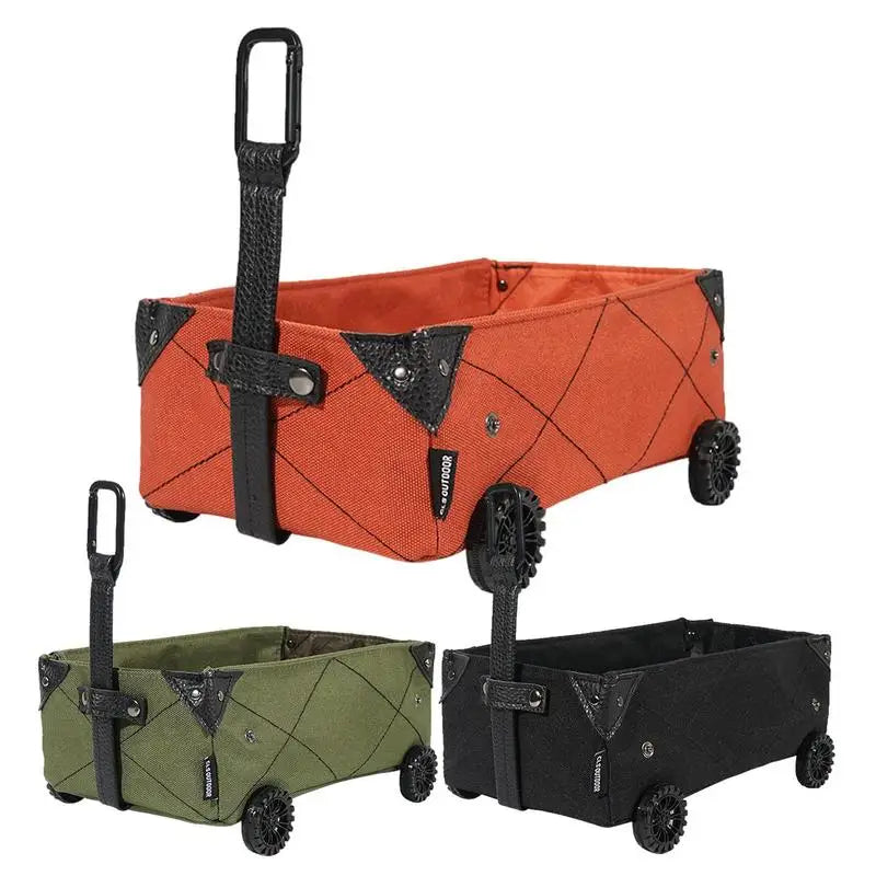 Outdoor Camping Folding Cart Mini Foldable Trolley On Wheels Rolling Storage Cart For Grocery And Tissue Box