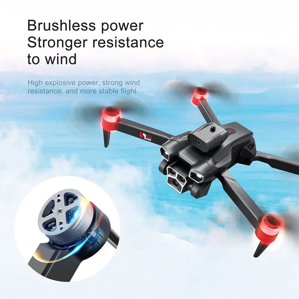 S151 Mini RC Drone 4K Professional with ESC Three HD Cameras Intelligent Obstacle Avoidance Brushless Motor Drone