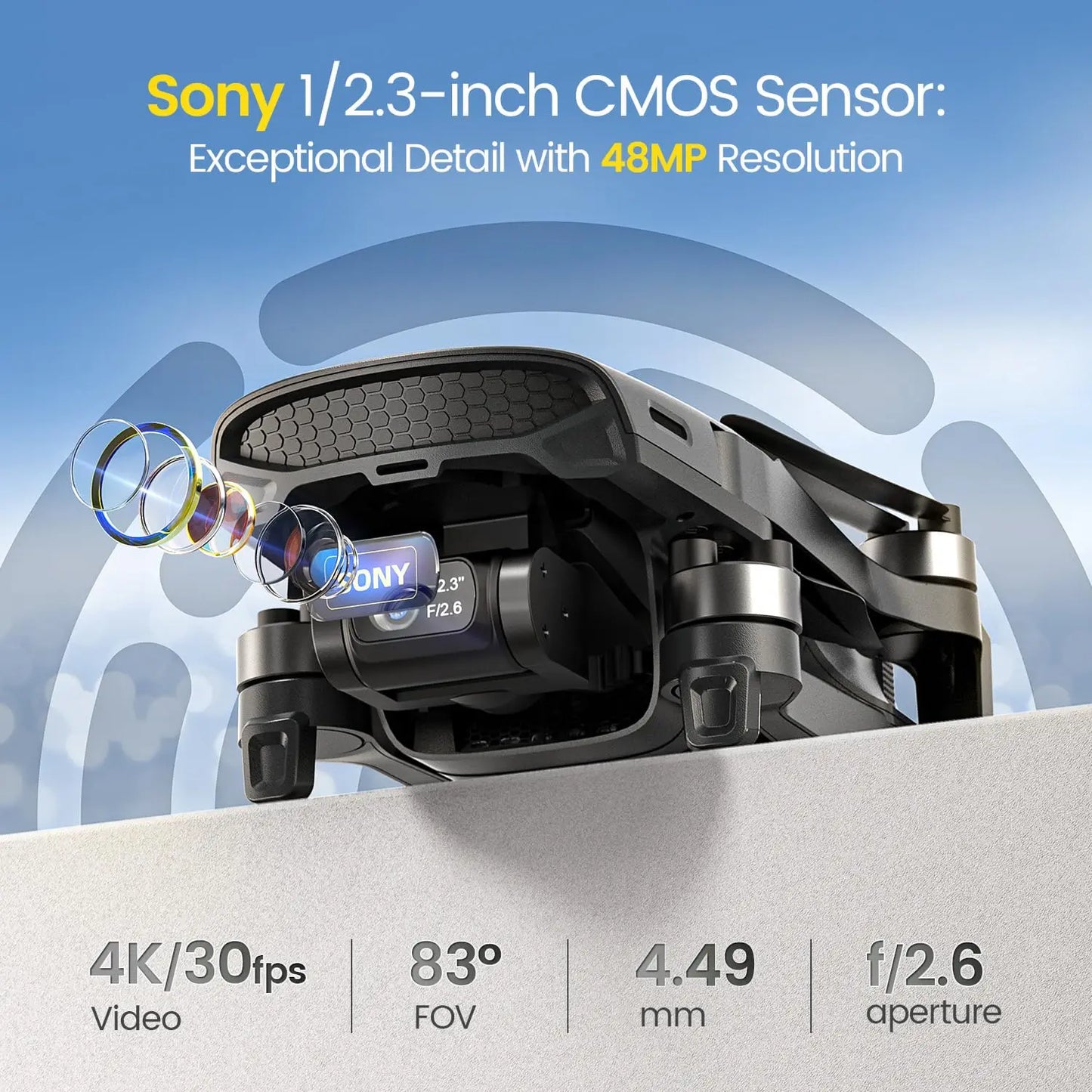 Holy Stone HS900 249g GPS Drone with 4K Camera and 3-Axis Brushless Gimbal for Aerial Photography