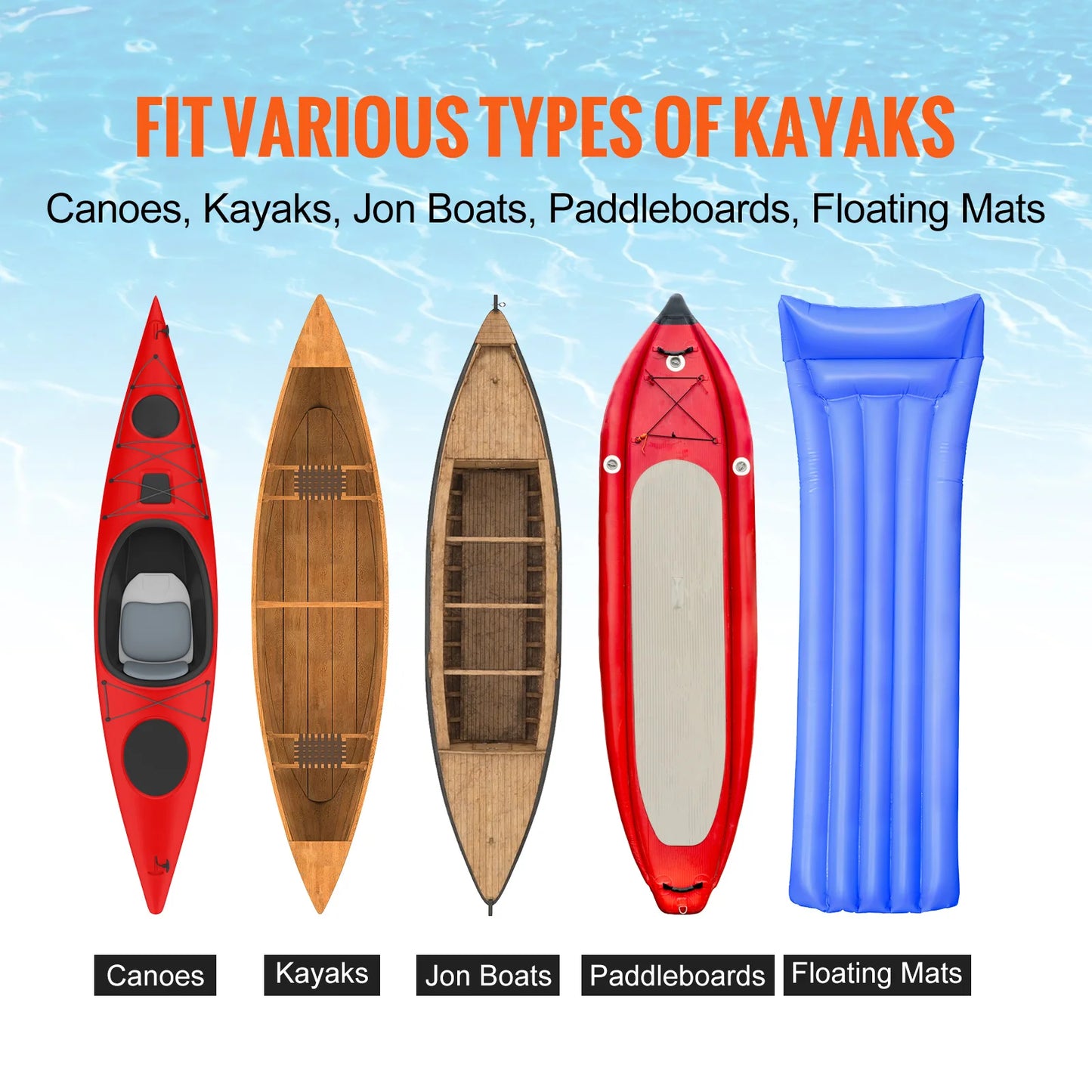 VEVOR Kayak Cart 450 Pounds Detachable Canoe Trolley Cart with 12 Inch Tires Adjustable Width for Paddleboards Float Mats Jon Boats