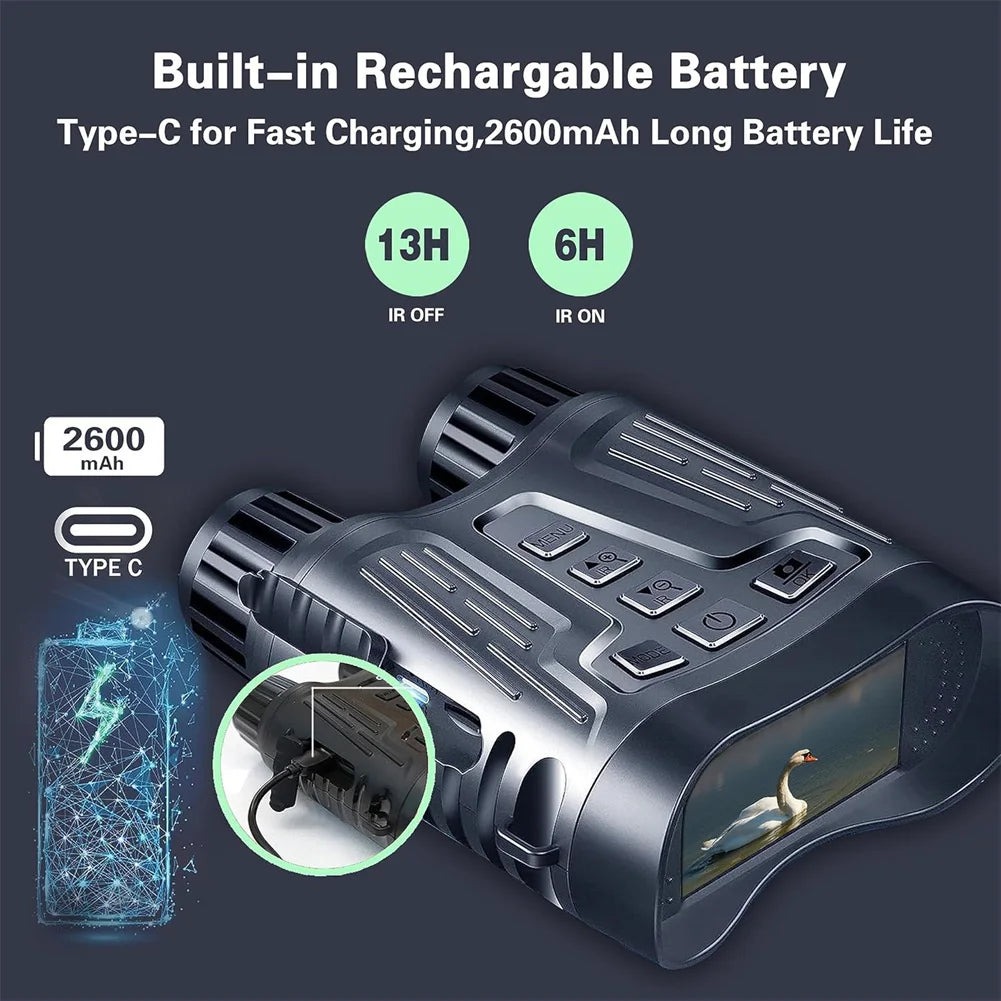 4K Digital Night Vision Goggles Binoculars Rechargeable Night Vision Goggles With 3.2 Inch Large Screen 8X Digital Zoom For Hunting