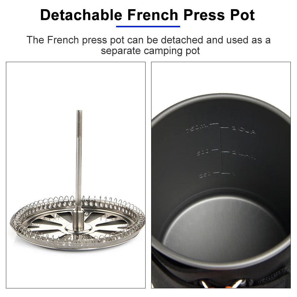 Widesea Camping Cooking System with Heat Exchanger Outdoor Gas Stove Burner and Coffee Pot Cookware Set