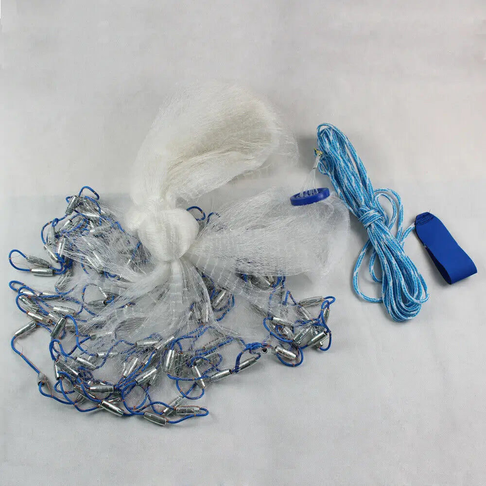 14ft Hand Cast Fishing Net with Diffuser Bait Dense Mesh Netting Hollow Sinker Durable 4.2M Full Spread Mesh