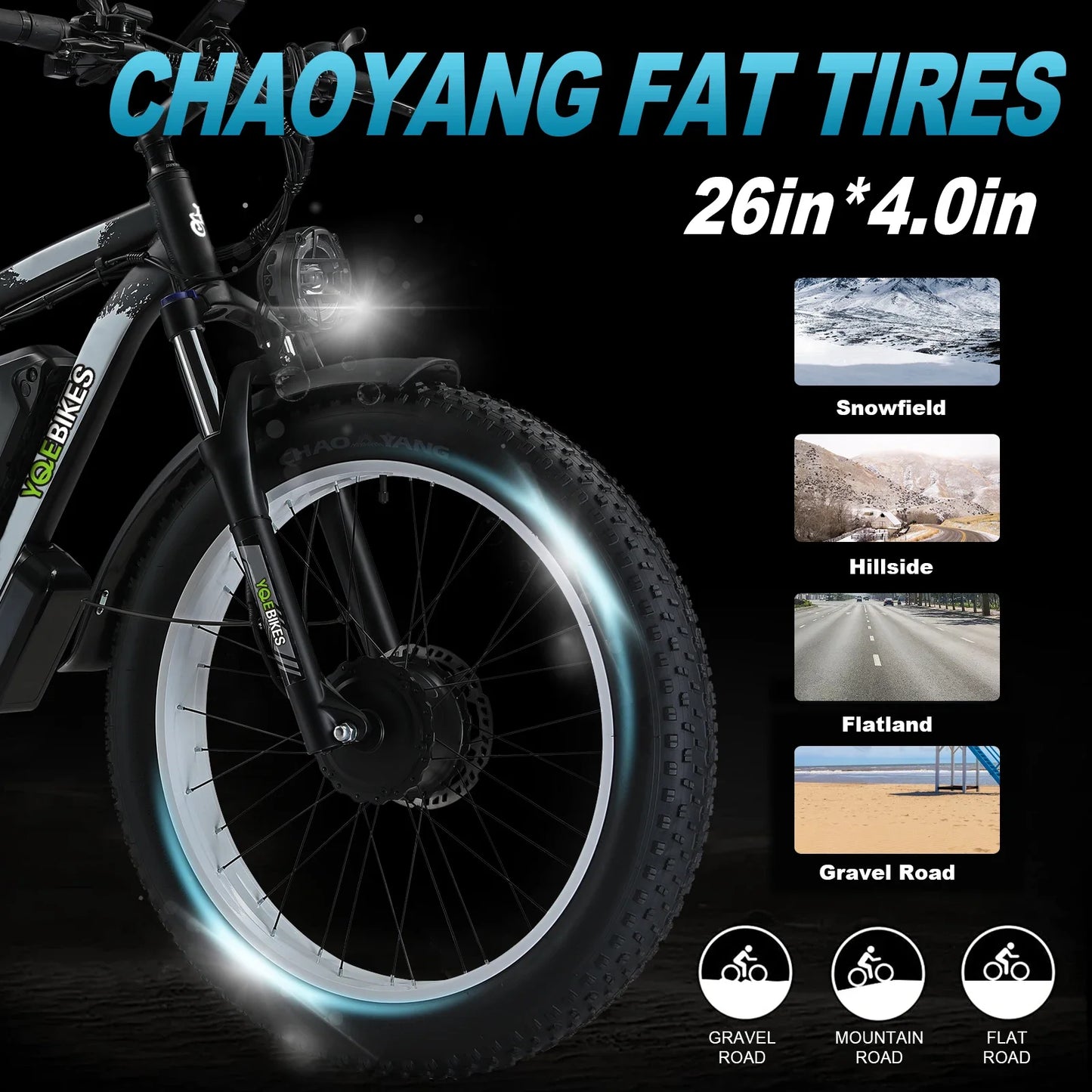 3000W Electric Bike for Adults 60KMH Dual Motor Fat Tire Electric Bicycle with Hydraulic Brakes
