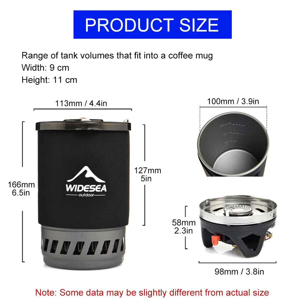 Widesea Camping Cooking System with Heat Exchanger Outdoor Gas Stove Burner and Coffee Pot Cookware Set
