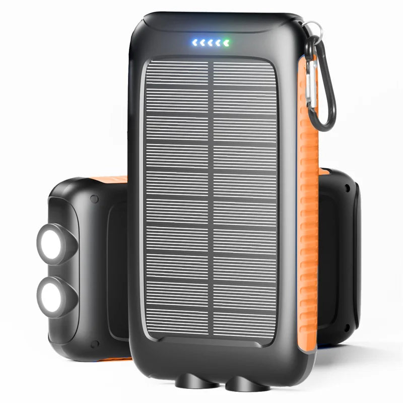 38800mAh Solar Power Bank Portable Charger Dual USB Fast Charging Waterproof LED for Outdoor Camping Phones Tablets