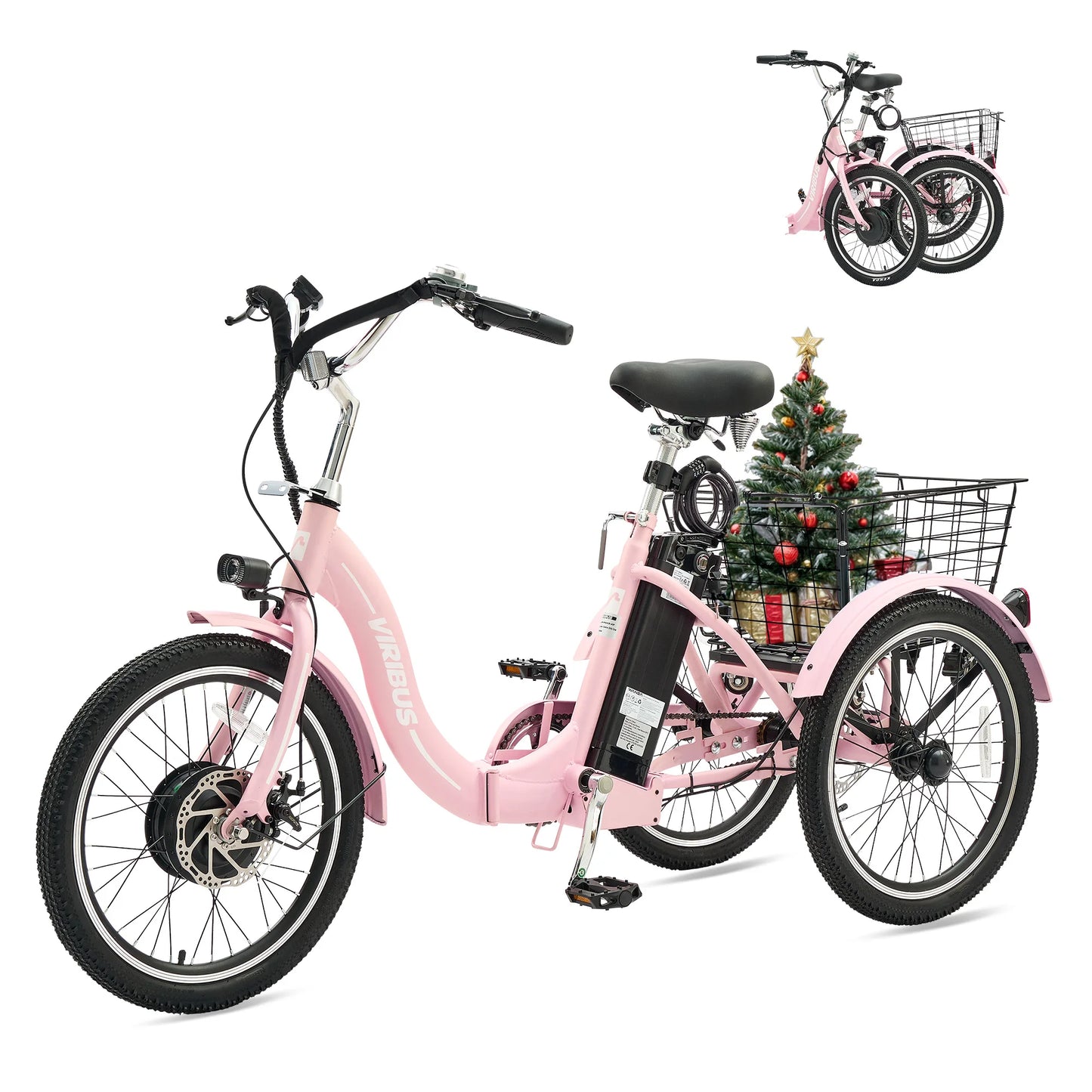 20 Inch Folding Electric Trike for Adults 350W Foldable Electric Tricycle with Differential Lock 36V 13Ah UL Certified Battery