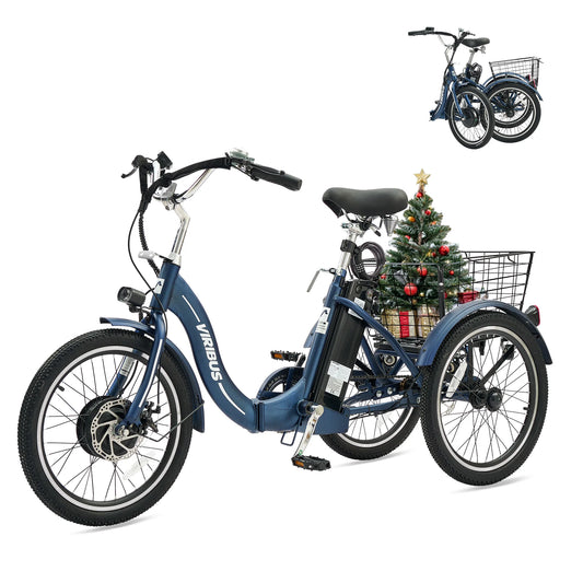 20 Inch Folding Electric Trike for Adults 350W Foldable Electric Tricycle with Differential Lock 36V 13Ah UL Certified Battery