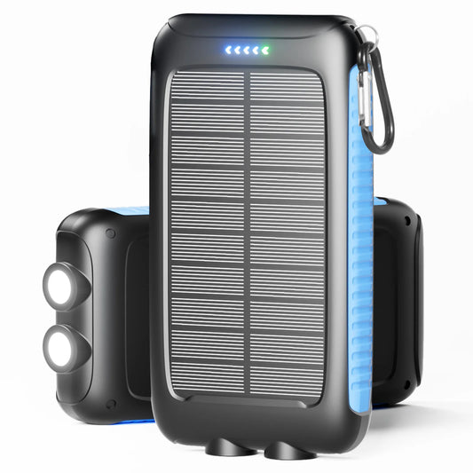 38800mAh Solar Power Bank Portable Charger Dual USB Fast Charging Waterproof LED for Outdoor Camping Phones Tablets