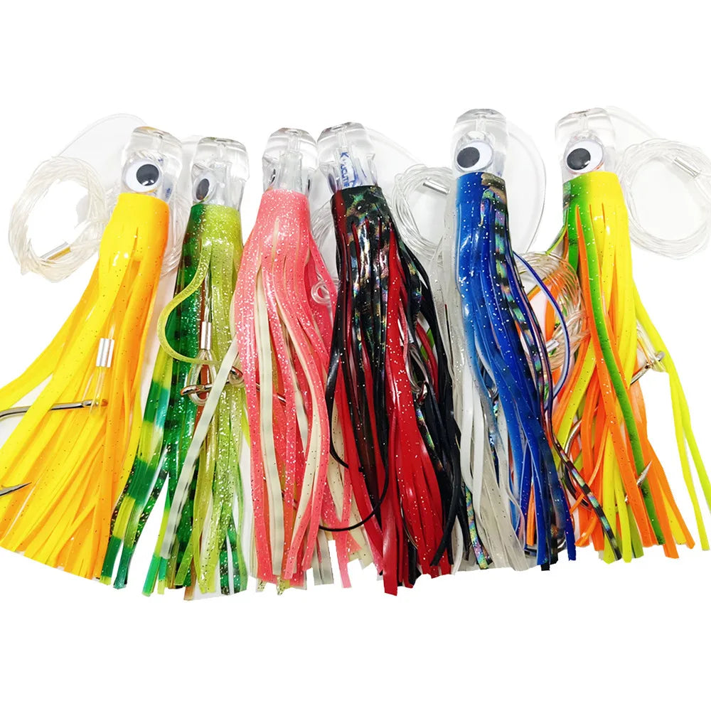 Kmucutie Fully Rigged Marlin Lures 6pcs/pack 6.5inch/9inch Tuna Kingfish Big Game Trolling Fishing Lures