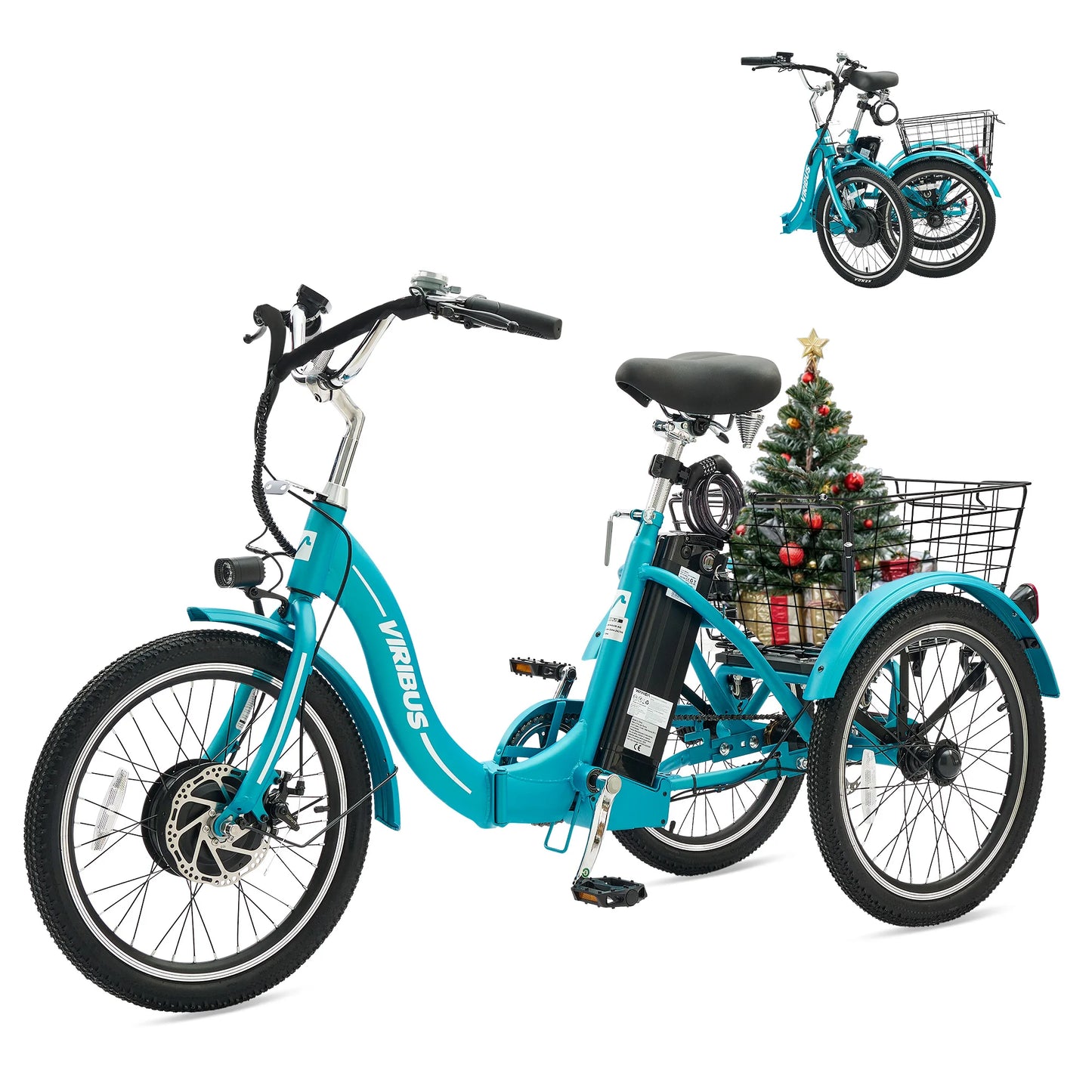 20 Inch Folding Electric Trike for Adults 350W Foldable Electric Tricycle with Differential Lock 36V 13Ah UL Certified Battery