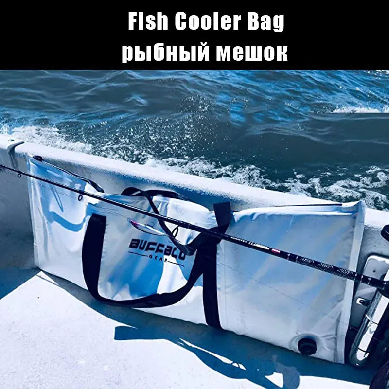 Insulated Fish Cooler Bag Kayak Kill Bag with Drain Plug for Beach Surf Tackle Storage Perfect Leakproof for Sea Lake River Fishing