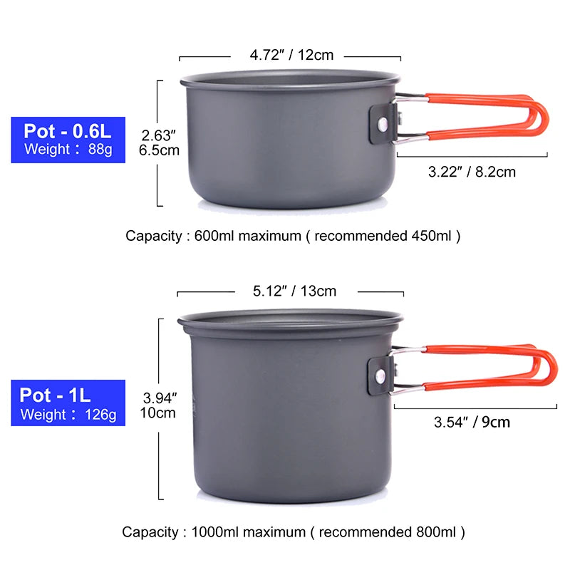 Widesea Camping Cookware Set Portable Outdoor Cooking Equipment Burner Stove Folding Knife Fork Pot Suit for Travel and Tourism