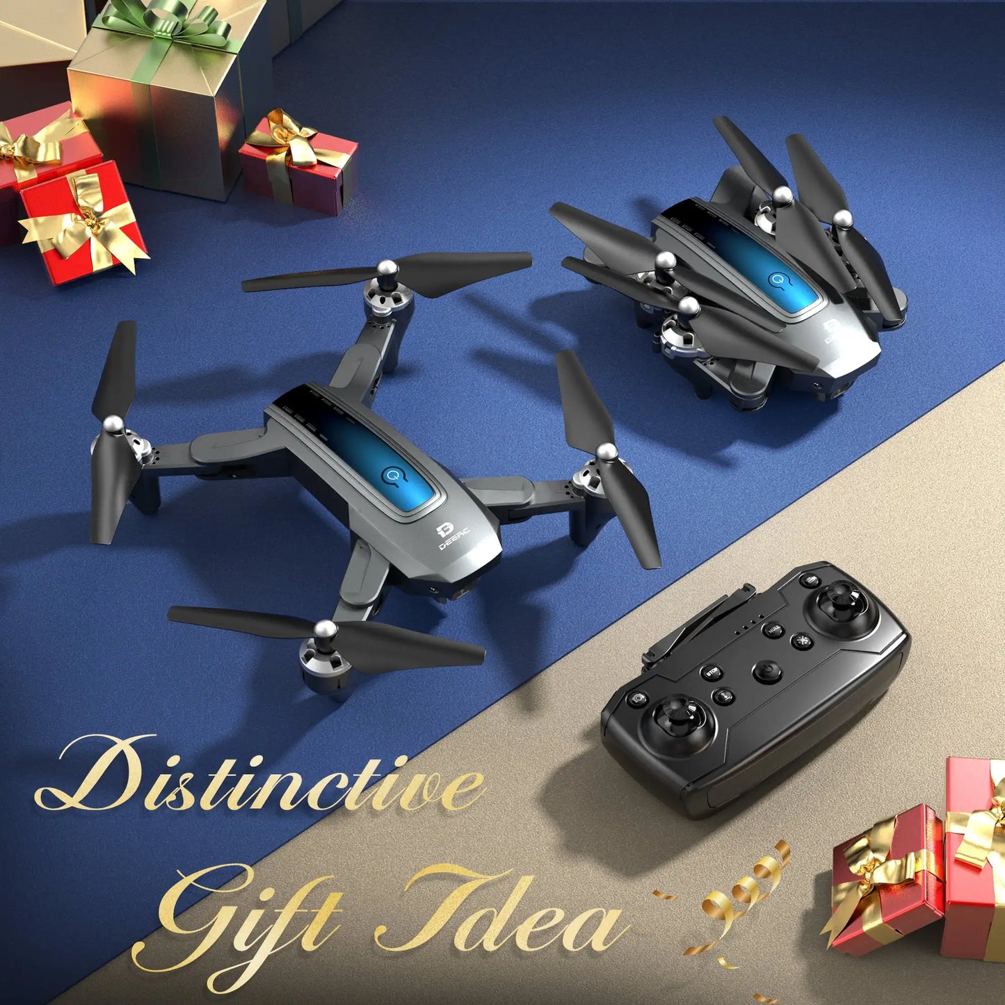 Deerc D10 Drone 1080P FHD FPV Gravity Control Altitude Hold Headless Mode Waypoints Case 2 Batteries