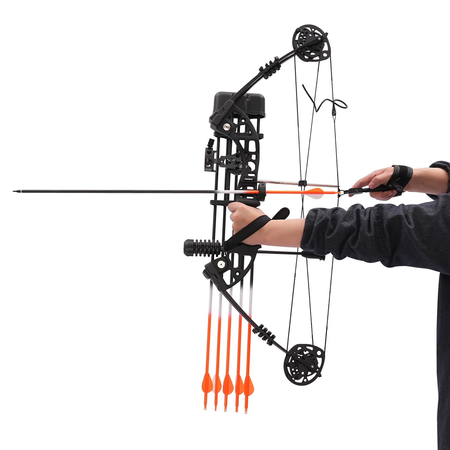 Compound Bow Arrow Kit 30 to 60 Pounds Set with 12 Arrows and 10 Sheets of Bullseye Paper for Archery Hunting