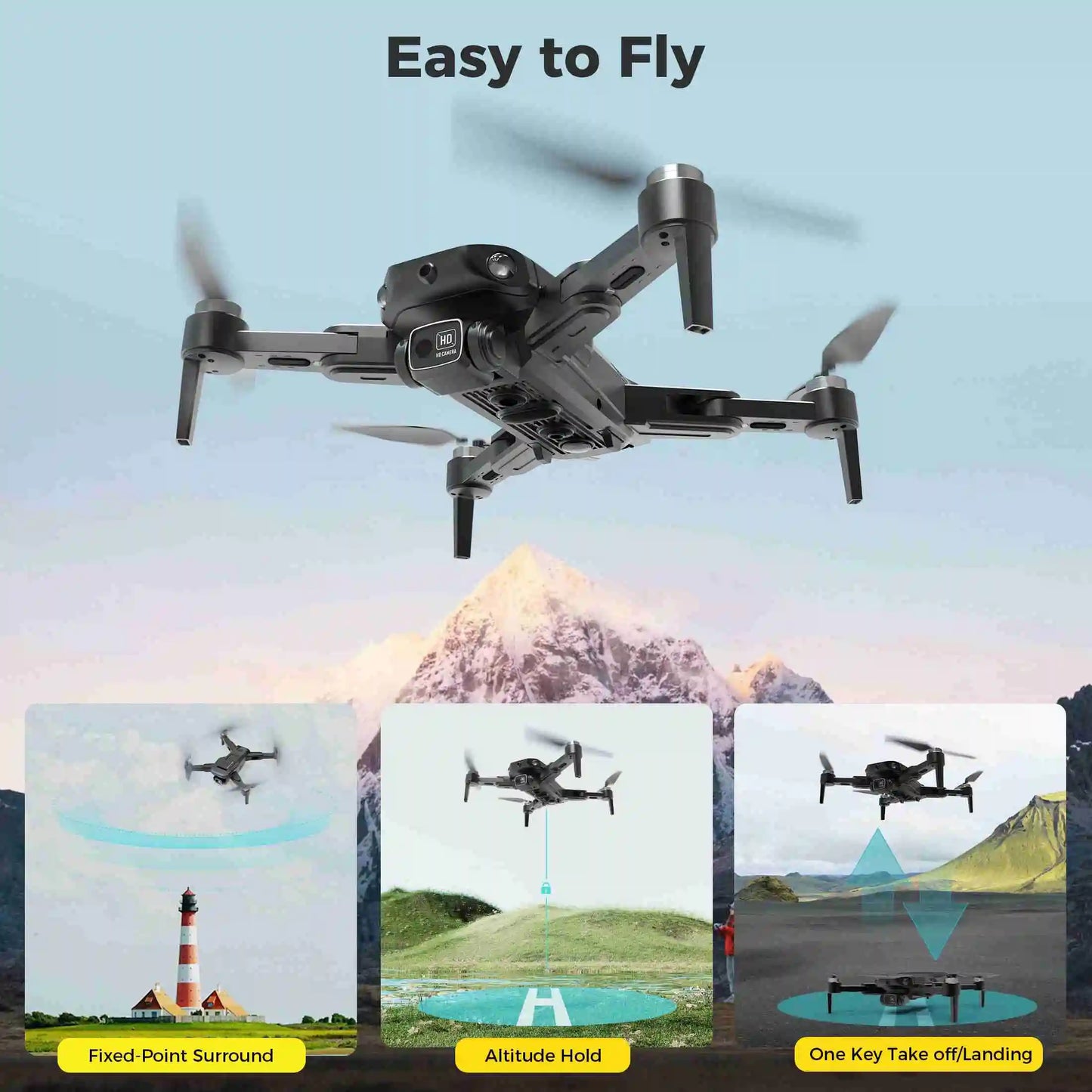 RC Drone Remote Control Drone Brushless Motor Long Flight Times GPS Quadcopter with Remote Controller and 2 Batteries