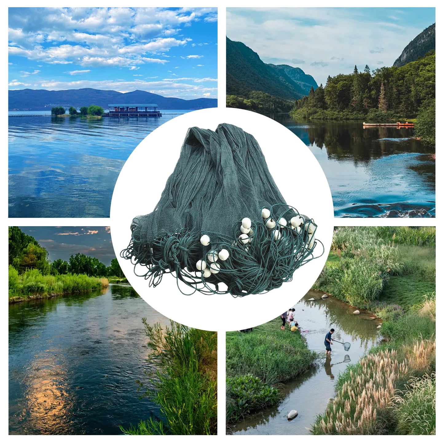 6.5x33ft Fishing Drag Net for Sea Lake and River with 645.83ft2 Catching Area Made of Polyethylene