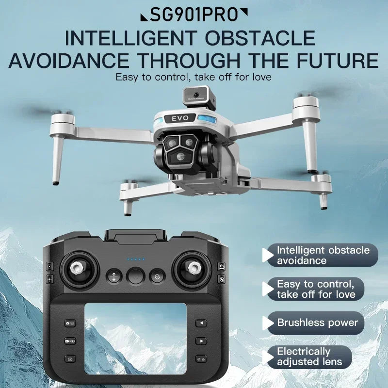 SG901 Pro Drone With Screen Controlled Professional 4K HD Dual Camera Intelligent Obstacle Avoidance RC Quadcopter FPV Drone Toy