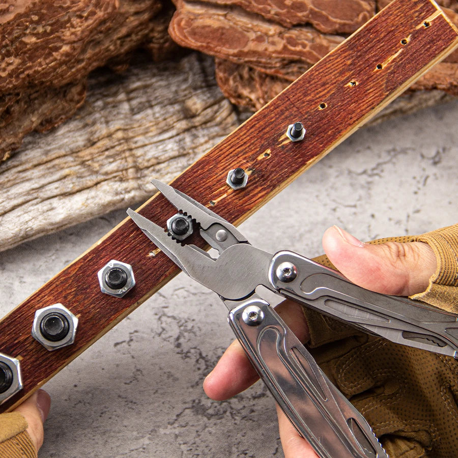 14 in 1 Multi Tool Pliers Stainless Steel Folding Pocket Knife Compact Survival Gear for EDC Camping Hiking Maintenance