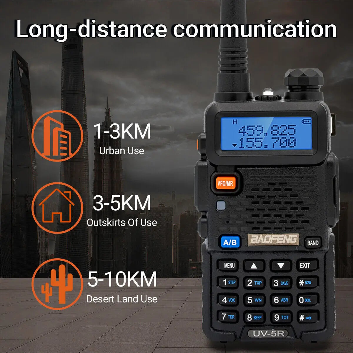 2PCS Baofeng UV-5R Walkie Talkie Dual Band VHF UHF Two Way Radio Long Range 128 Channel VOX Handheld Transceiver