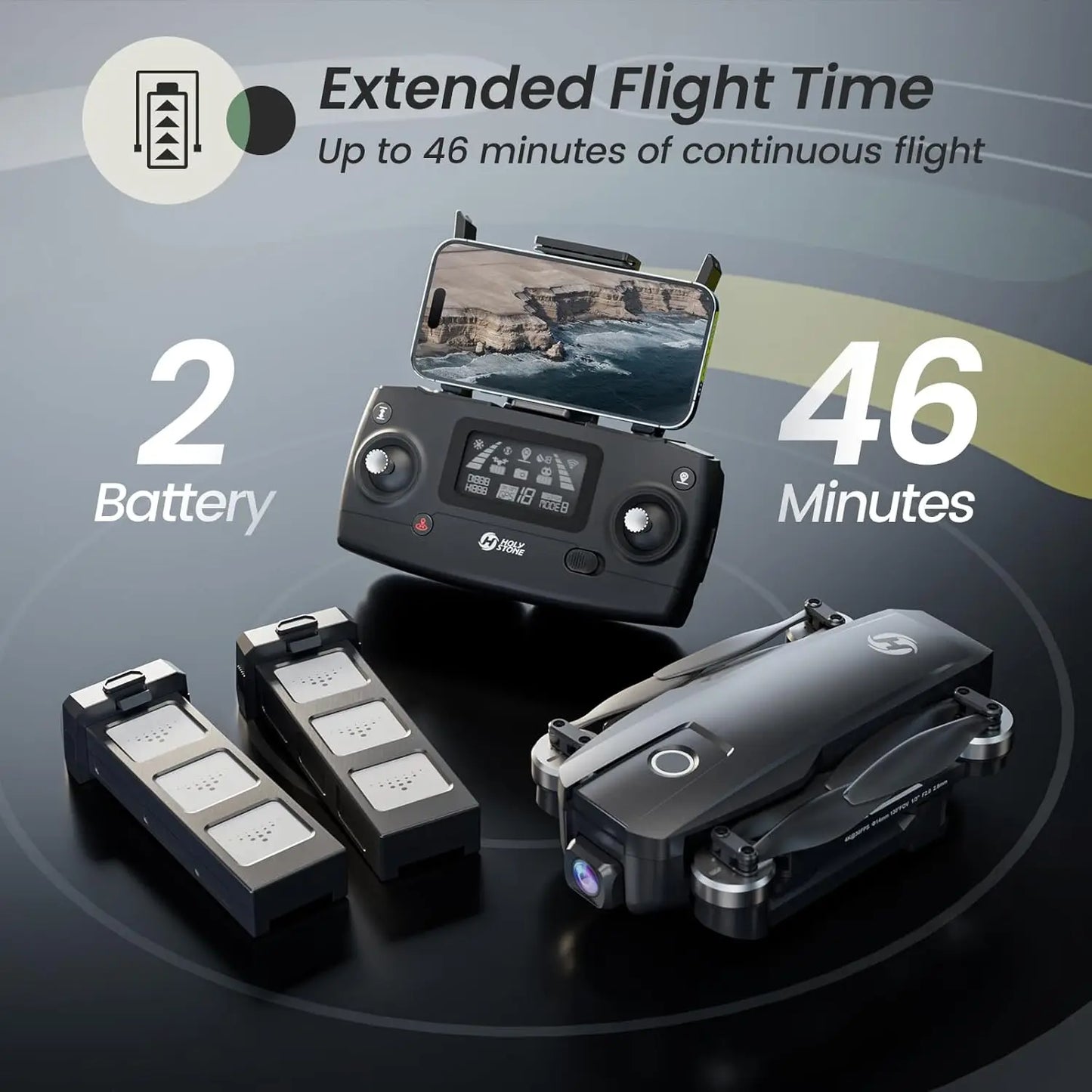 Holy Stone HS720E 4K Drone with Remote ID 46 Minute Flight Time 5GHz FPV 130 Degree FOV 4K 30FPS Brushless Auto Return Follow GPS